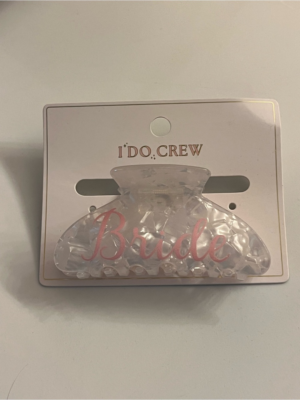Target I DO.CREW Clear Marbled Hair Claw with Pink 'Bride' Script